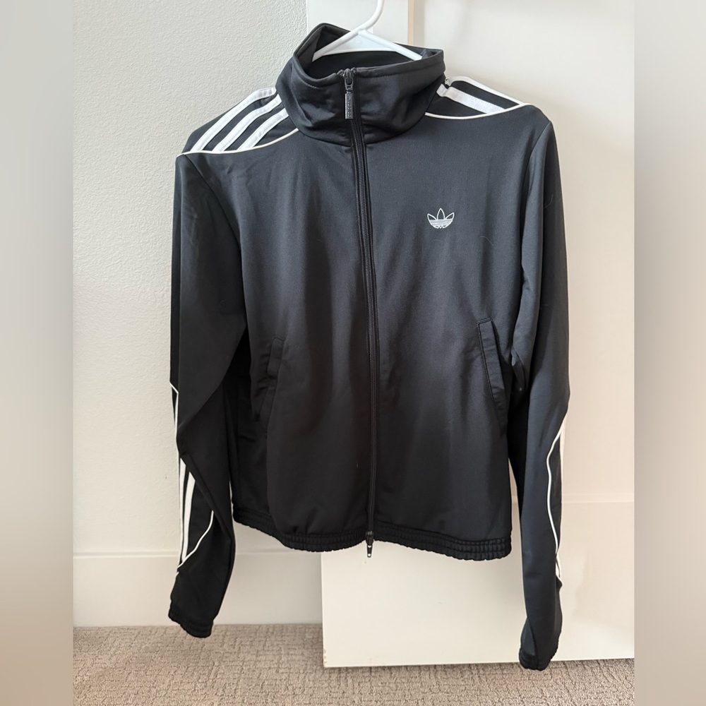 NWOT Adidas Black Jacket with Iconic Trefoil Logo